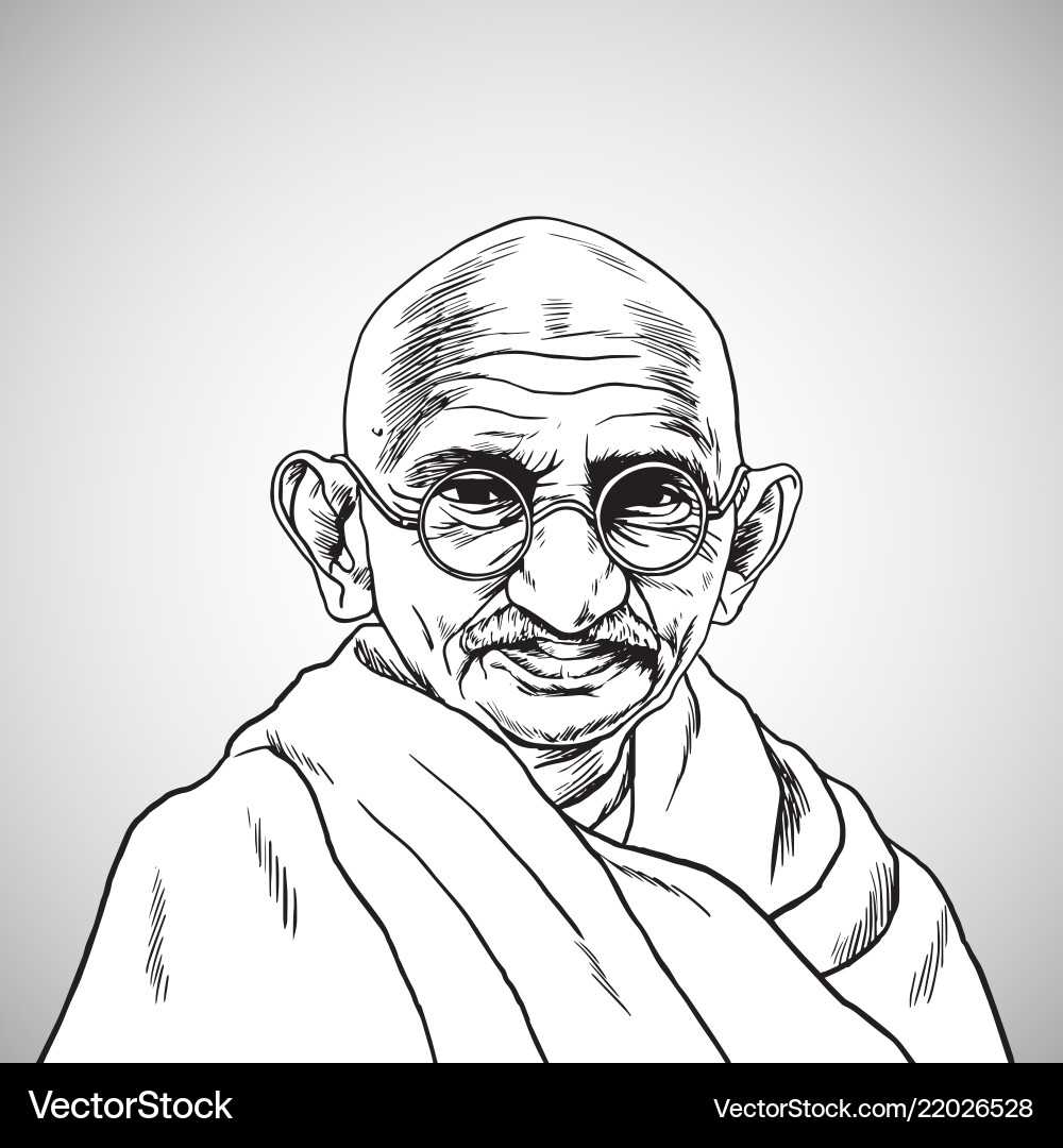 Mahatma gandhi portrait drawing cartoon Mahatma gandhi portrait drawing cartoon vector image