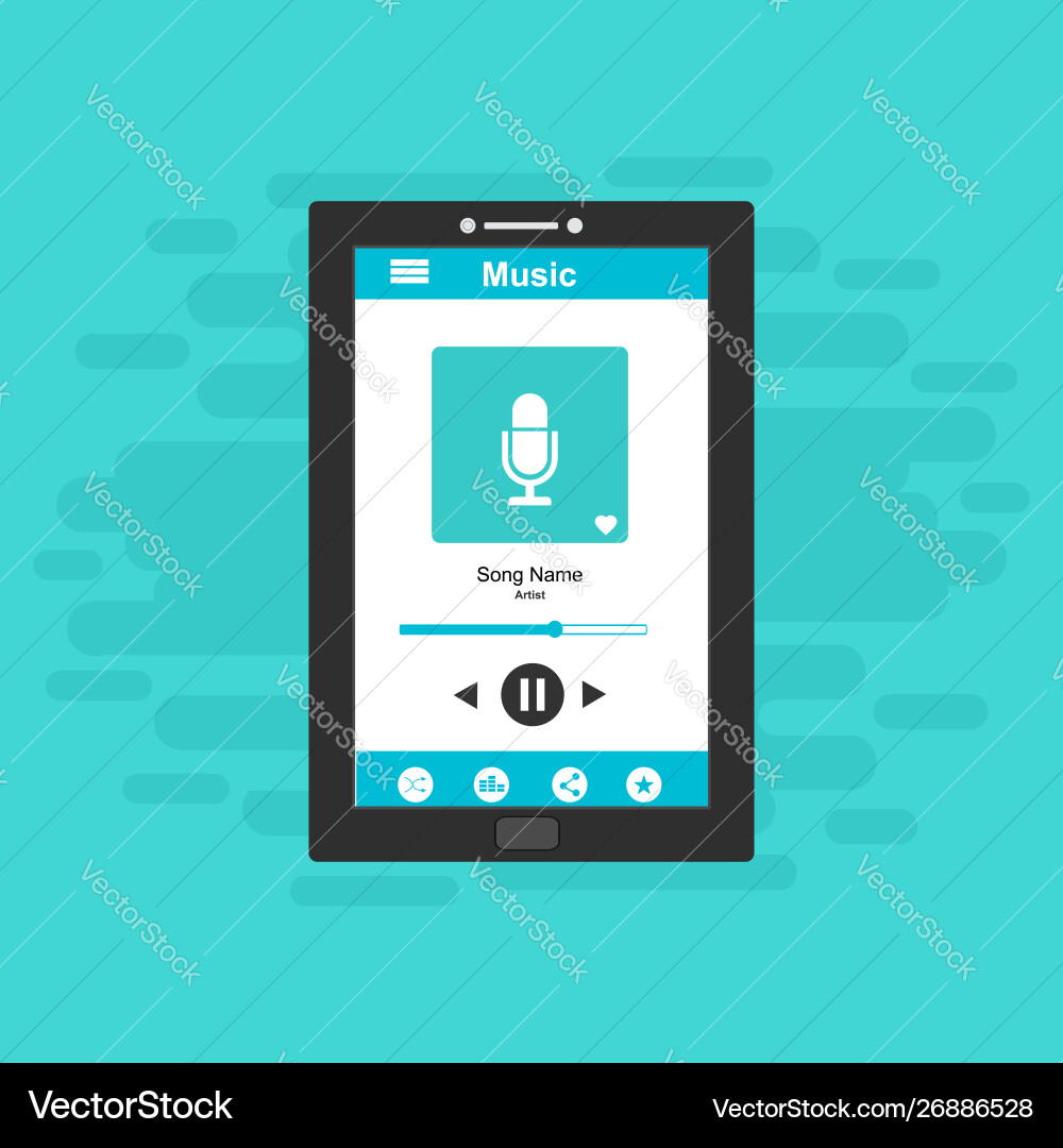 Media player application app template with flat Media player application app template with flat vector image