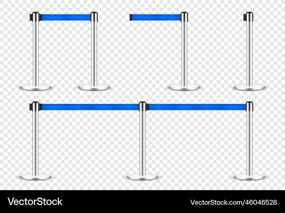 Realistic blue retractable belt stanchion crowd Realistic blue retractable belt stanchion crowd vector image