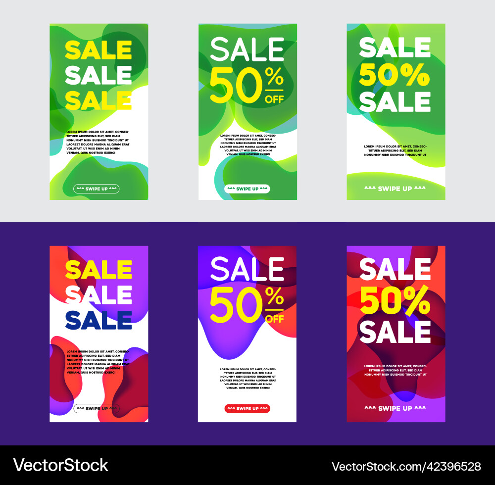 Set of dynamic abstract shape modern fluid mobile vector image