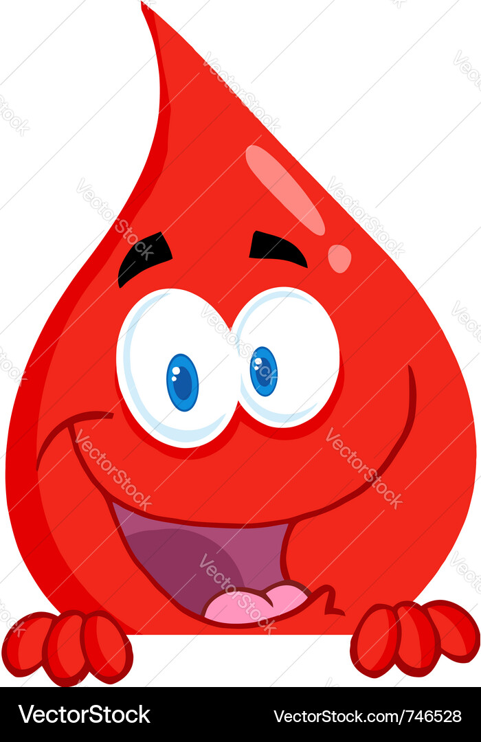 Smiling Blood Drop Character Vector Image