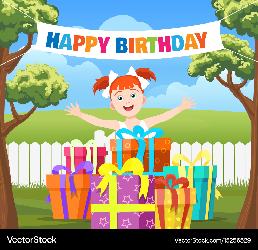 Backyard Birthday Party Vector Image