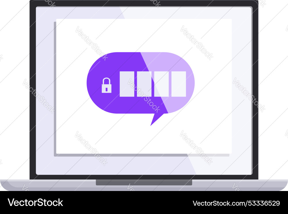 Laptop showing password protected message Laptop showing password protected message vector image