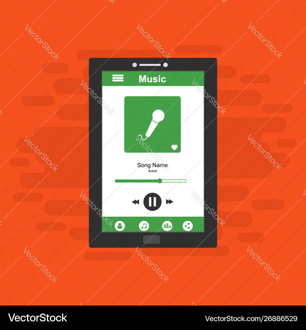 Media player application app template with flat Media player application app template with flat Vector Image