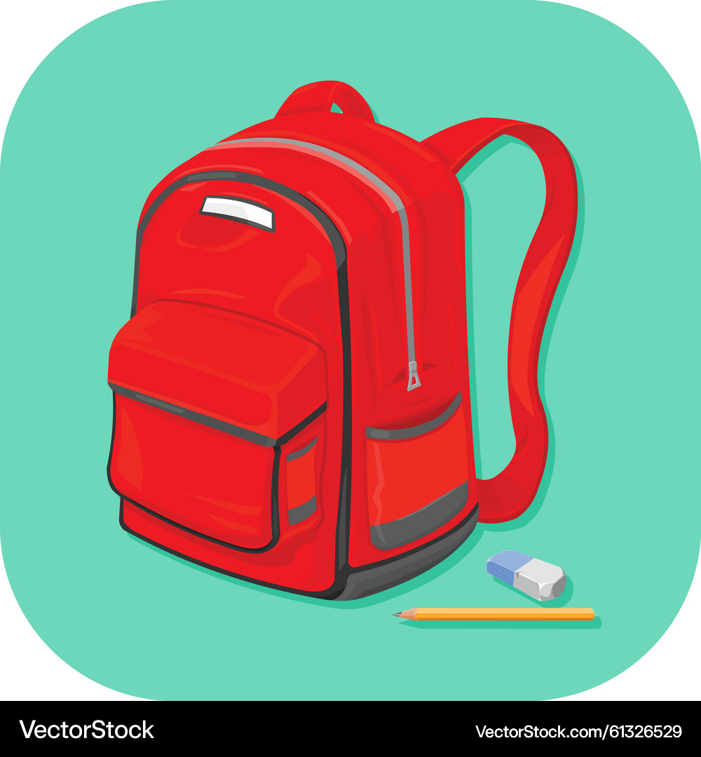Red School Backpack Icon – Royalty-Free Vector | VectorStock