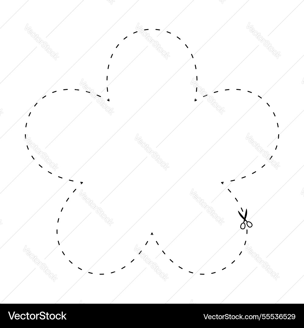 Scissors on dashed line flower shape dash Scissors on dashed line flower shape dash vector image