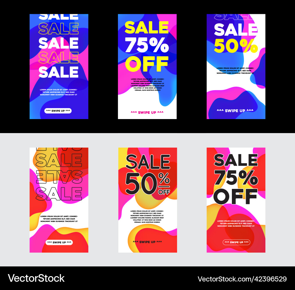 Set of dynamic abstract shape modern fluid mobile Set of dynamic abstract shape modern fluid mobile vector image