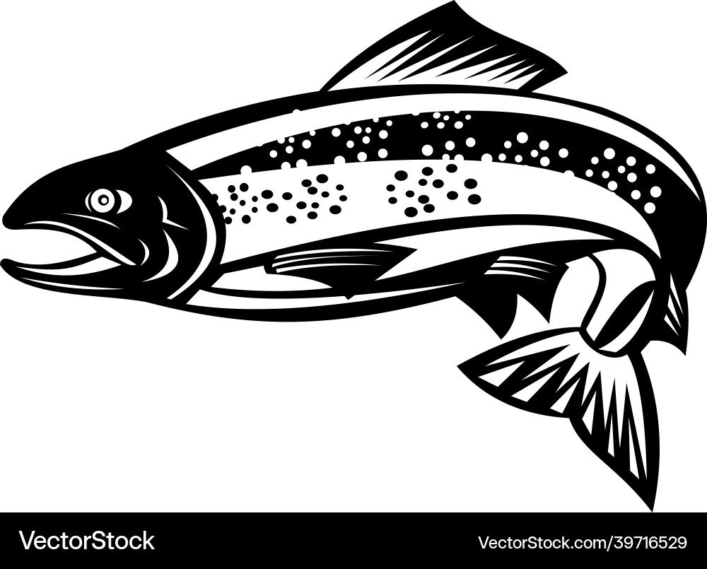 Speckled Trout Jump - Woodcut Style vector image