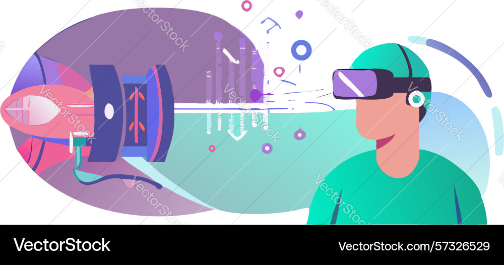 Virtual reality user experience design generative vector image
