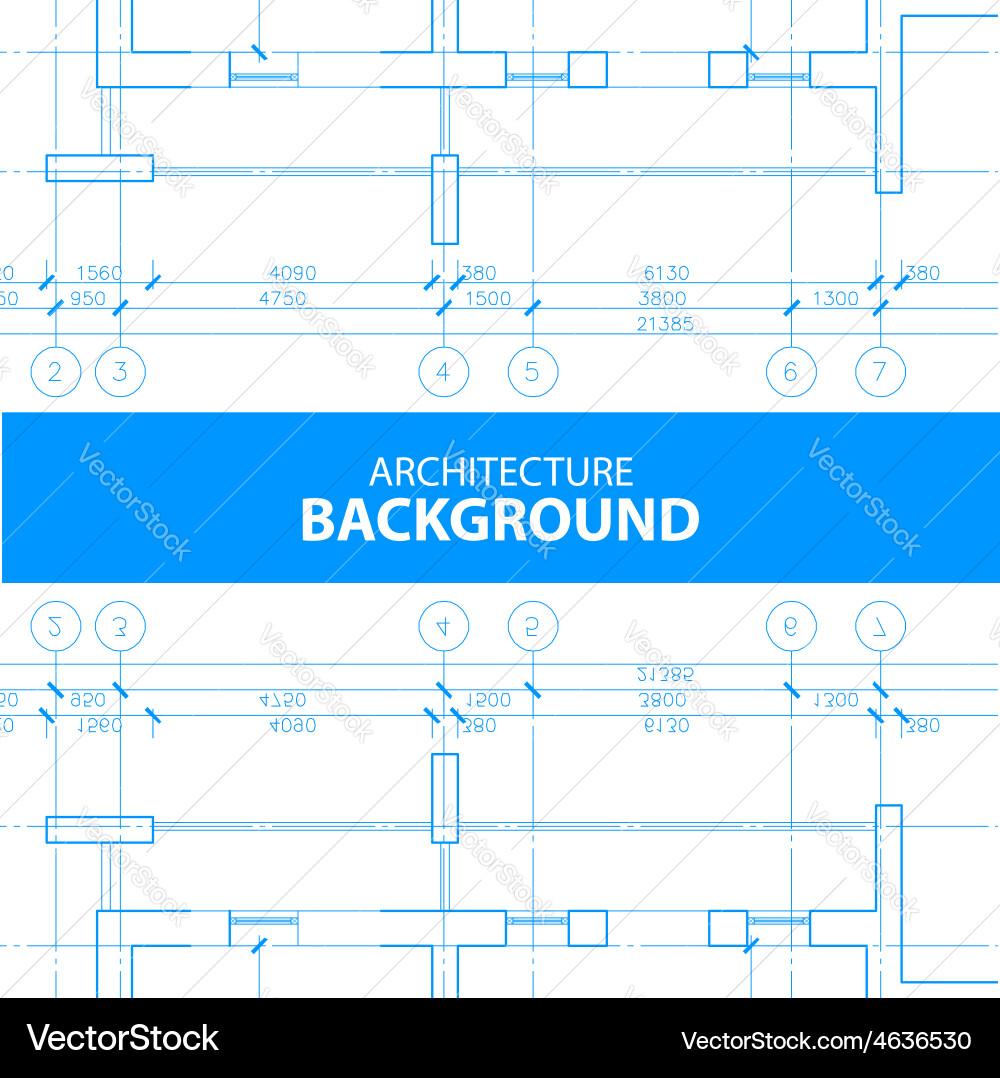 Architecture reflected blueprint background Vector Image