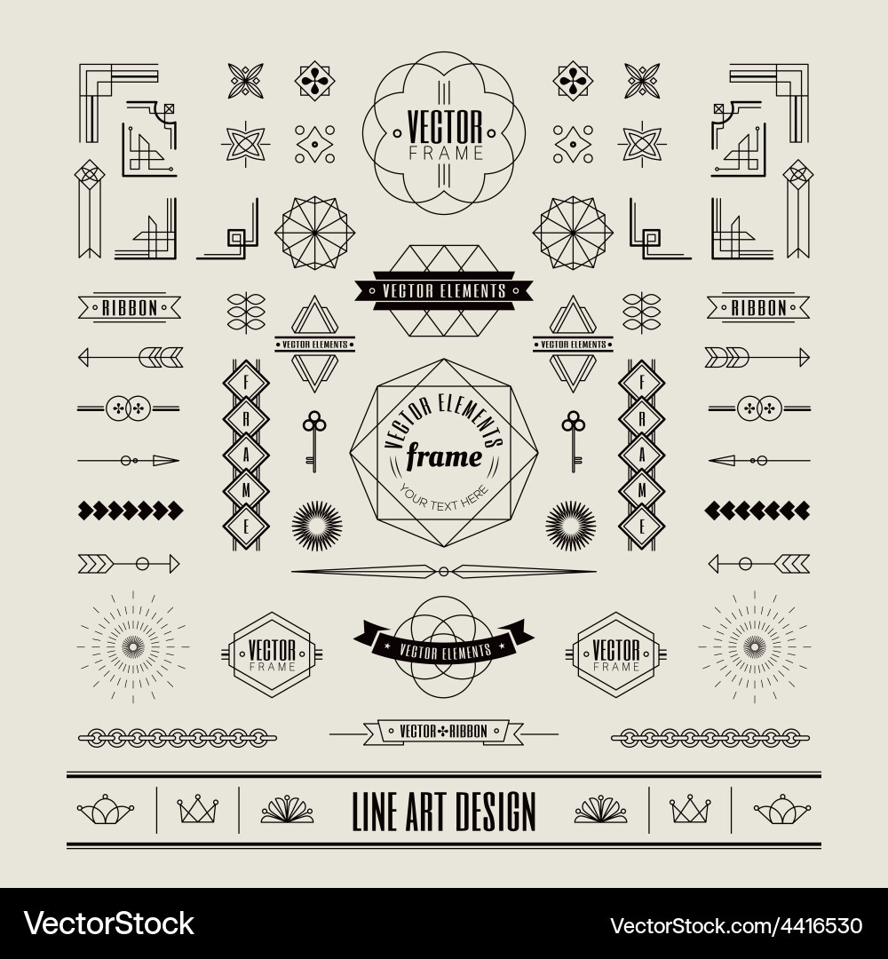Art Deco Line Art Collection vector image
