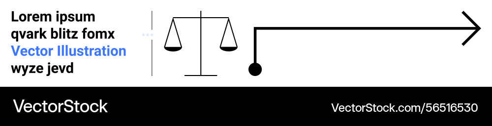 Balanced scales and directional arrow representing Balanced scales and directional arrow representing vector image