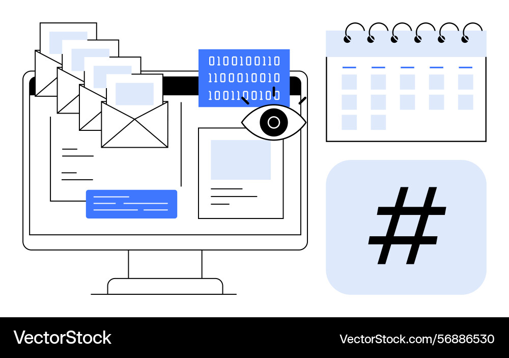 Digital communication with email management data Digital communication with email management data Vector Image