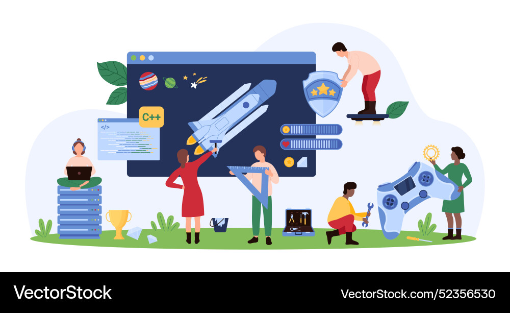 Online video games development and testing set Online video games development and testing set vector image