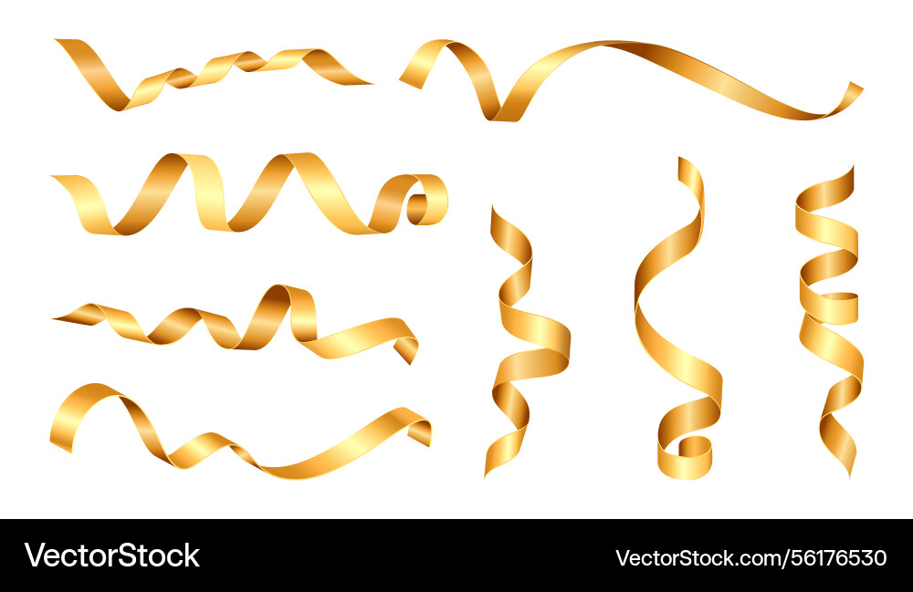 Ribbon glitter effect gold confetti Ribbon glitter effect gold confetti vector image