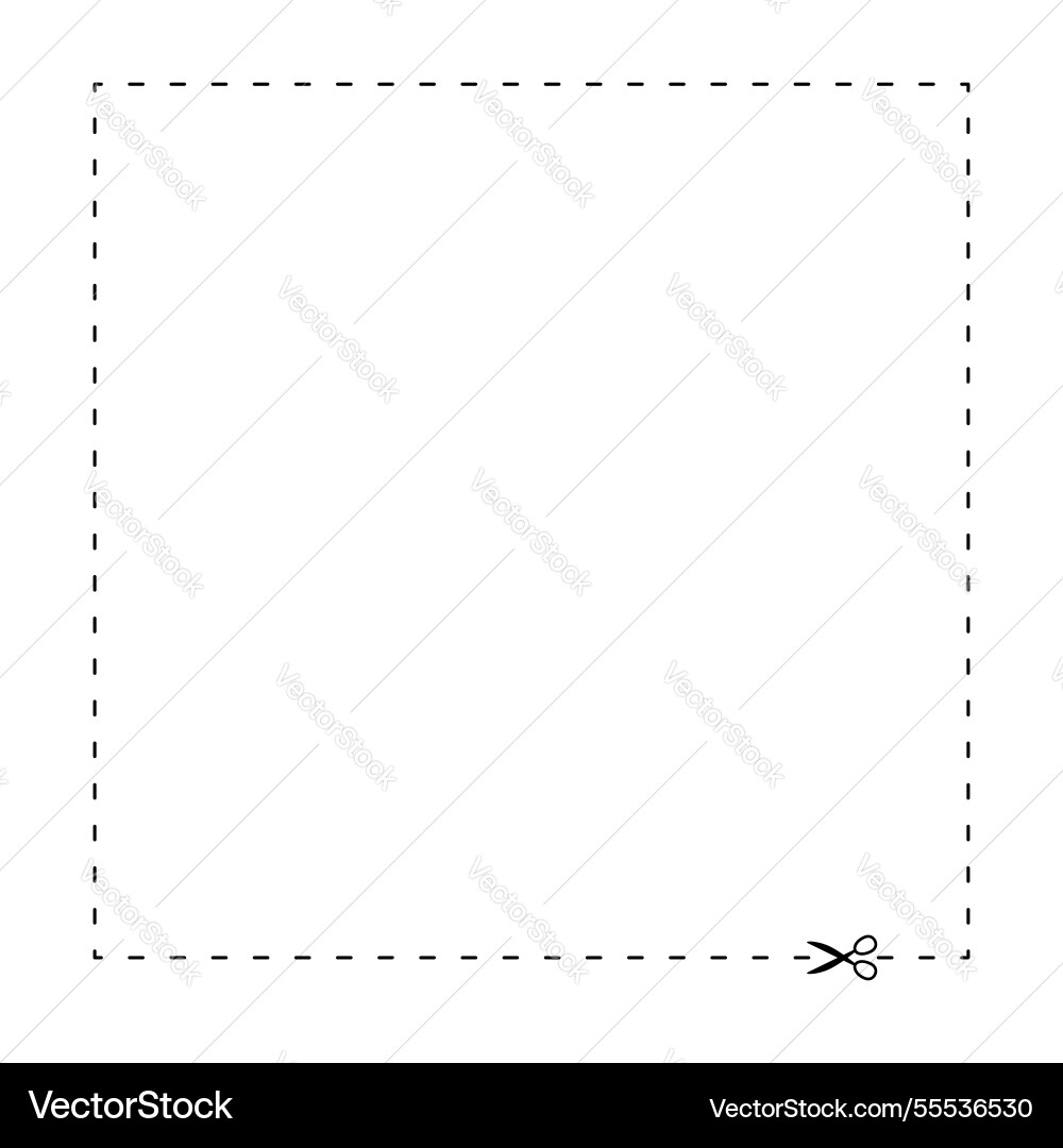 Scissors on dashed line square shape dash Scissors on dashed line square shape dash vector image