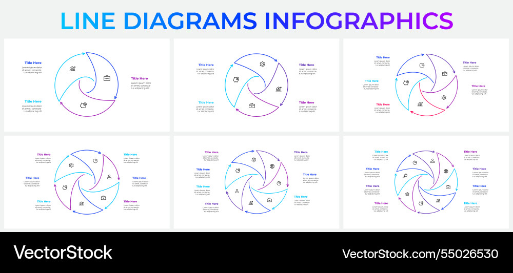 Set of line infographic circles elements Set of line infographic circles elements vector image