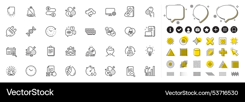 Set of ram timer and iodine mineral line icons Set of ram timer and iodine mineral line icons vector image
