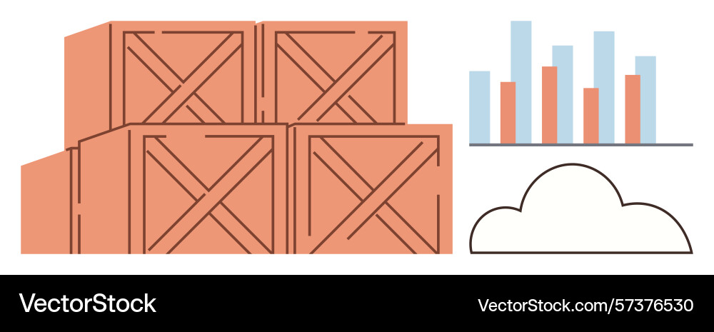 Warehouse storage and cloud data analytics Warehouse storage and cloud data analytics vector image