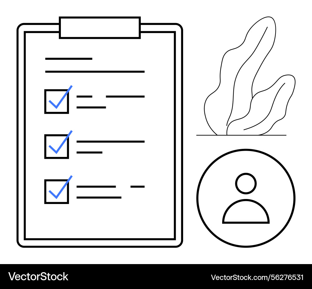 Checklist on clipboard with user icon and abstract Checklist on clipboard with user icon and abstract vector image