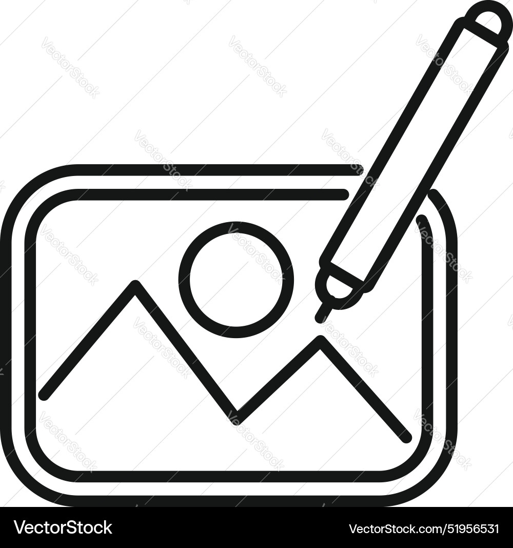 Designer using a digital pen on tablet creating Vector Image