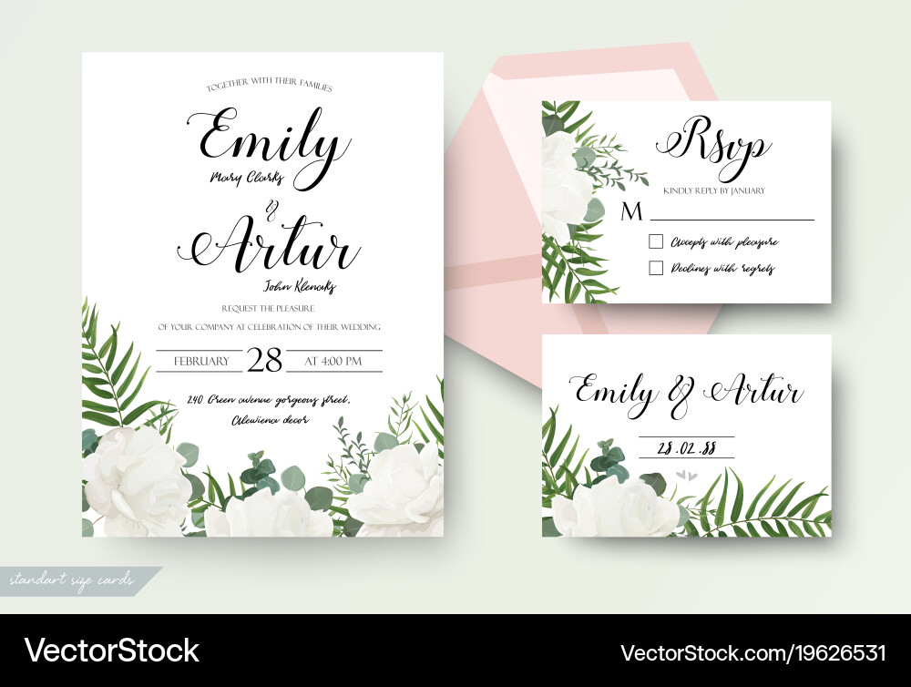 Floral Wedding Invitation Card Vector Image