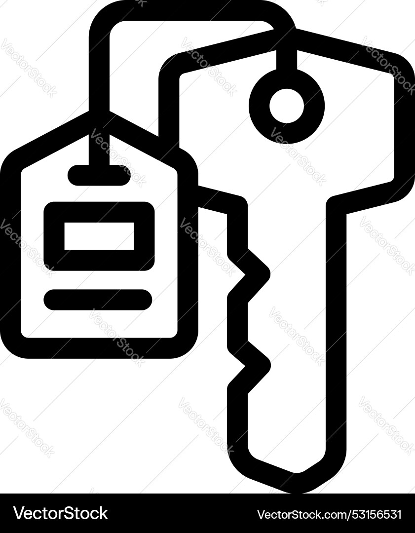 Key with tag hanging on string using for hotel Key with tag hanging on string using for hotel vector image