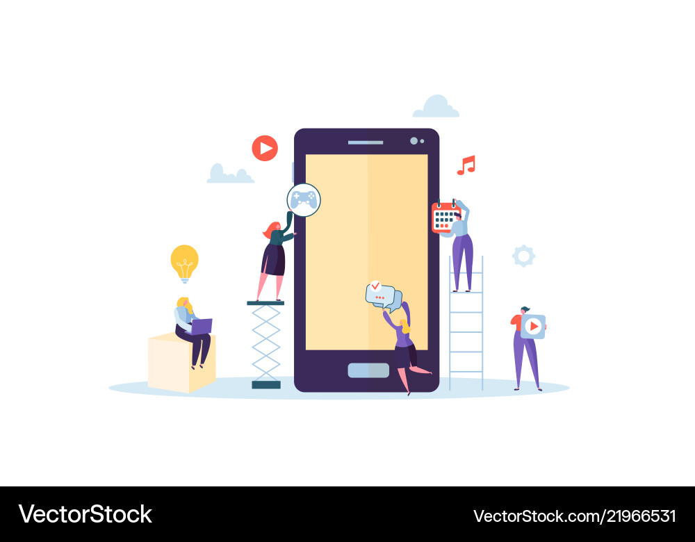 Mobile App Development Characters vector image