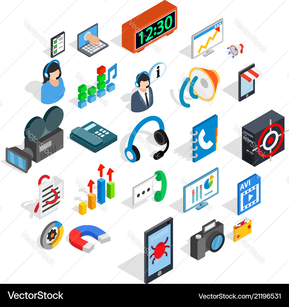 Modeling icons set isometric style Modeling icons set isometric style Vector Image