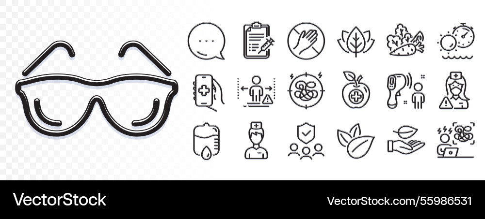 Organic tested health app and doctor line icons Vector Image