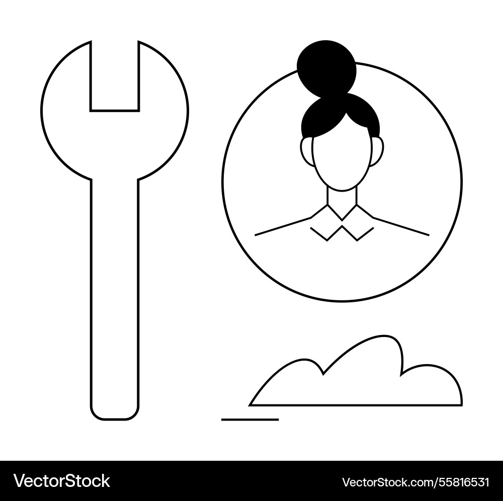 Profile avatar with wrench and cloud representing Profile avatar with wrench and cloud representing vector image