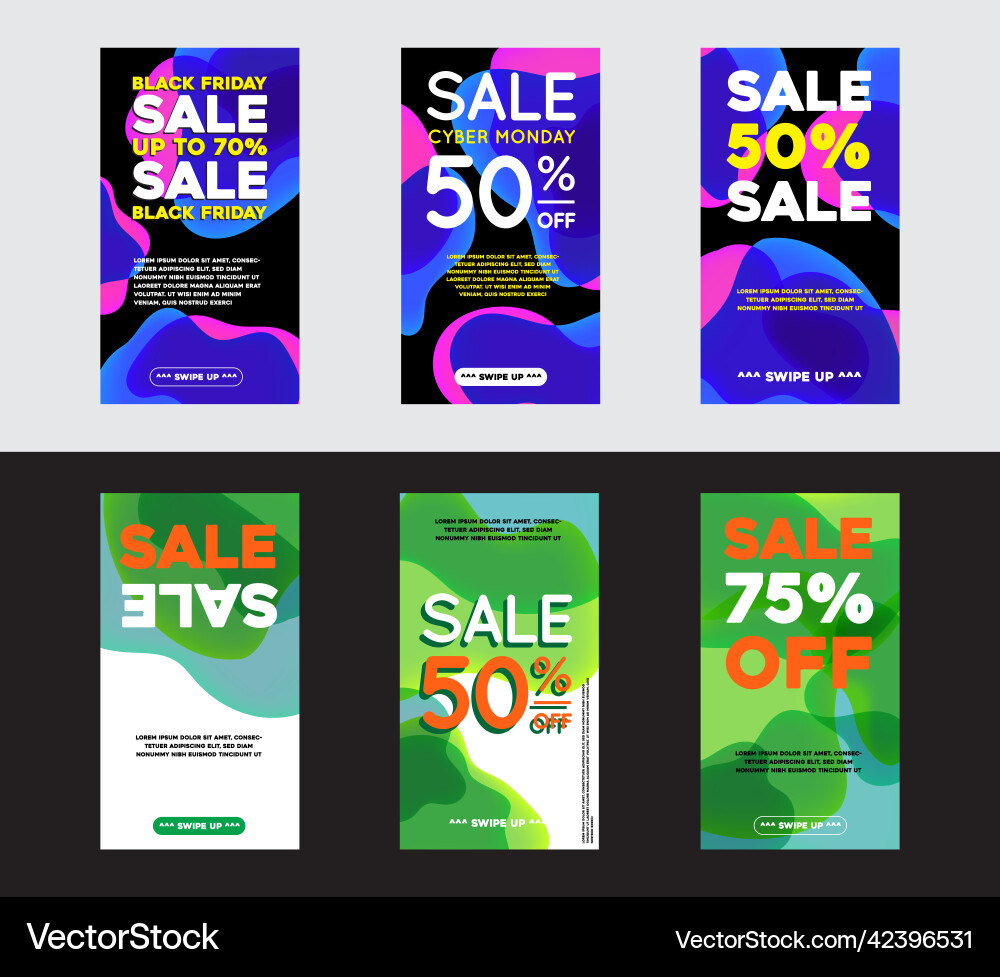 Set of dynamic abstract shape modern fluid mobile vector image