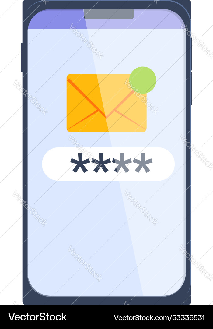 Smartphone display showing new email notification Smartphone display showing new email notification vector image