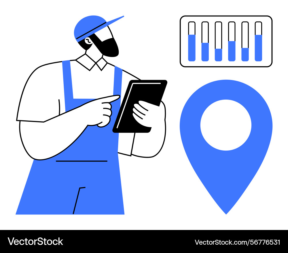 Worker using digital tablet for tracking Worker using digital tablet for tracking vector image