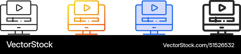 Computer iconthin linear gradient blue stroke Vector Image