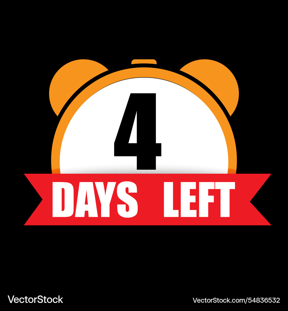 Countdown four days bold number icon alarm Vector Image