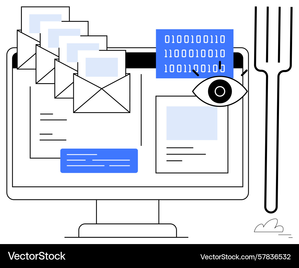 Cybersecurity concept with email data Vector Image
