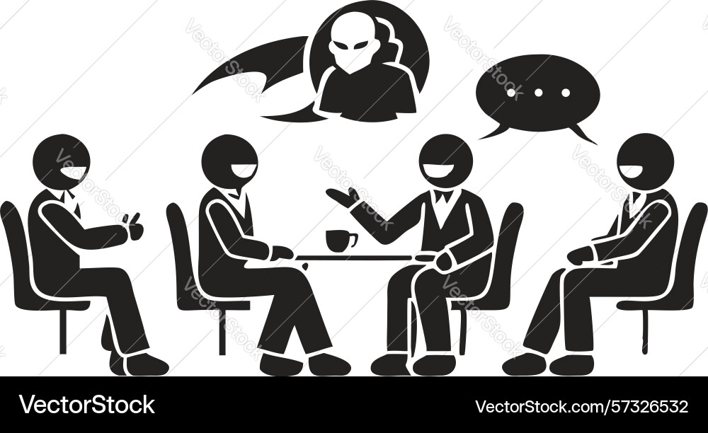Diverse group chatting at table design generative vector image
