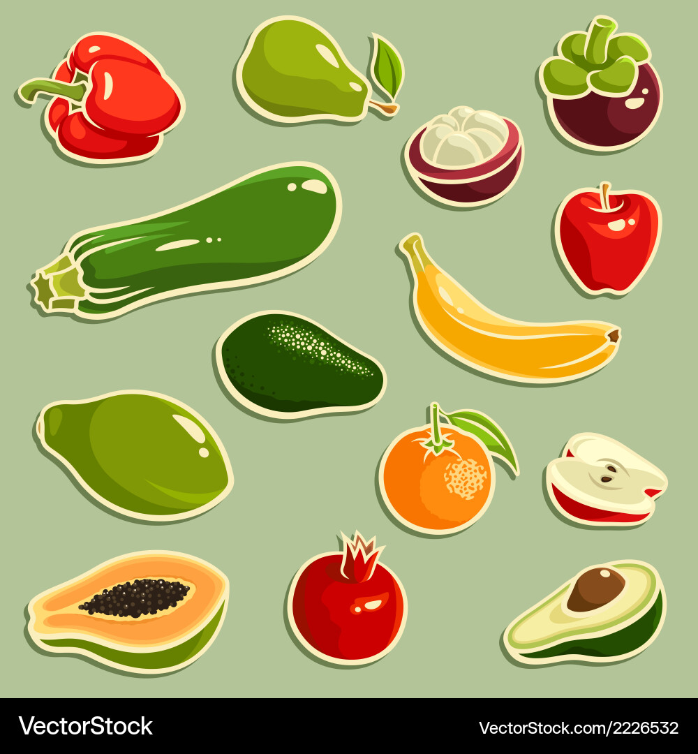 Fruits and vegetables set Royalty Free Vector Image
