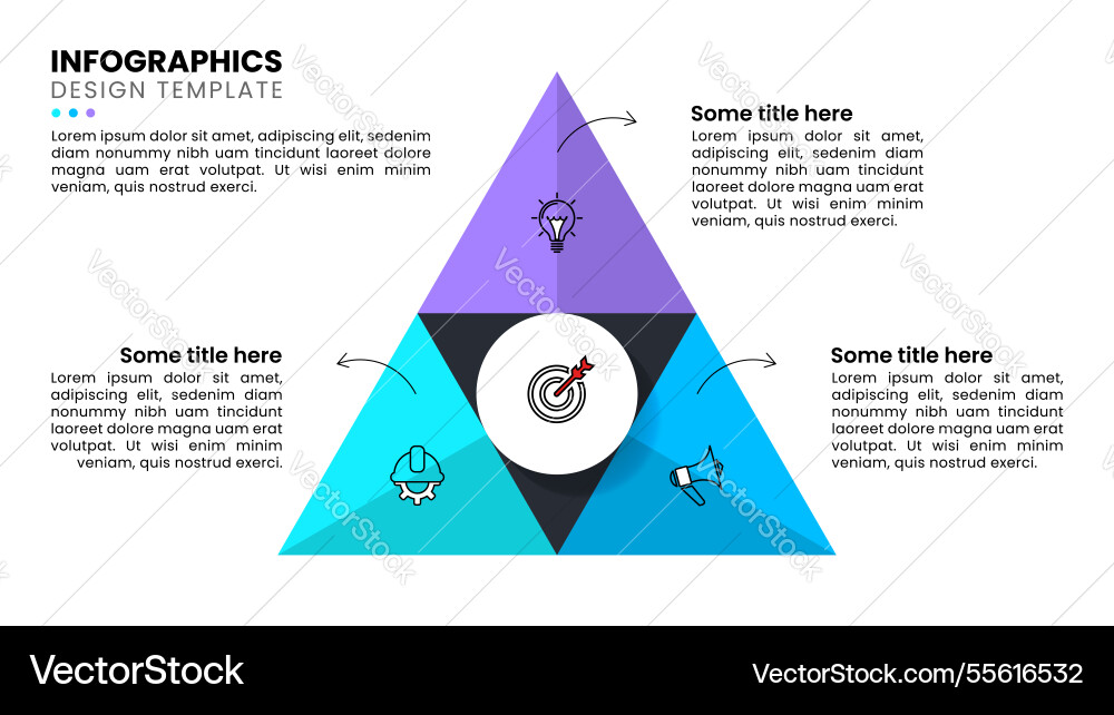 Infographic template triangle with 3 icons Infographic template triangle with 3 icons Vector Image