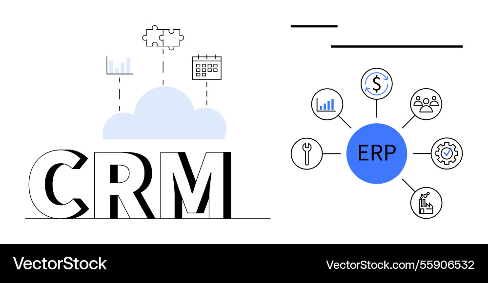 Integration of crm and erp systems for streamlined Integration of crm and erp systems for streamlined vector image