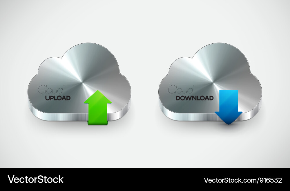 Metal Cloud Icon Set Vector Image