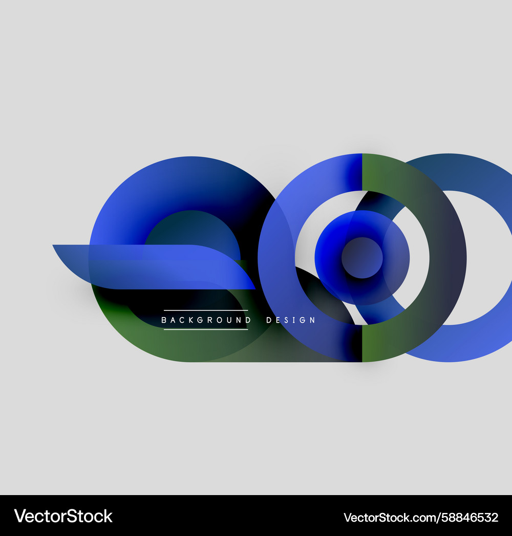 Overlapping Blue Circles - Abstract Art Vector Image