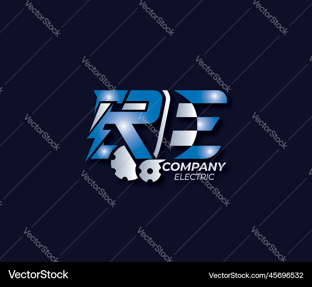 Re letter creative electric power modern logo vector image