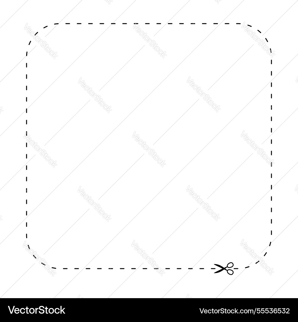 Scissors on dashed line square shape dash Scissors on dashed line square shape dash Vector Image