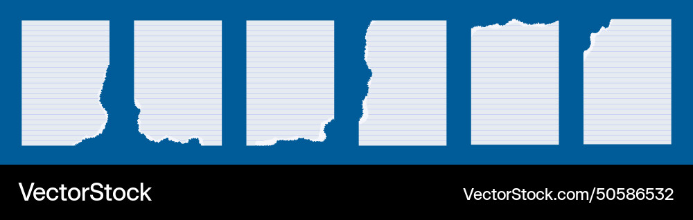 Set of torn paper snippets on blue background Vector Image