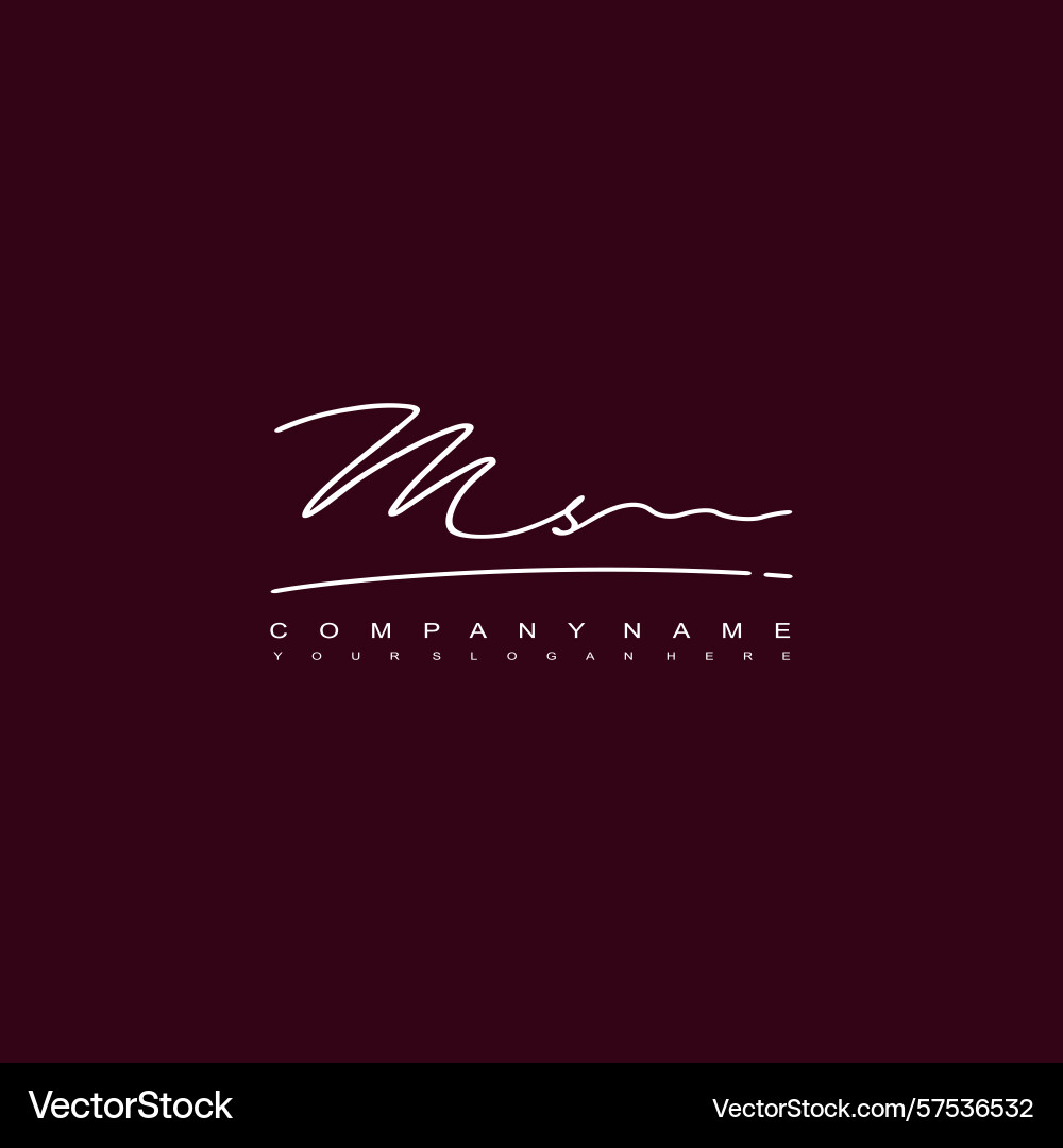 Signature style ms initial logos initials logo Vector Image