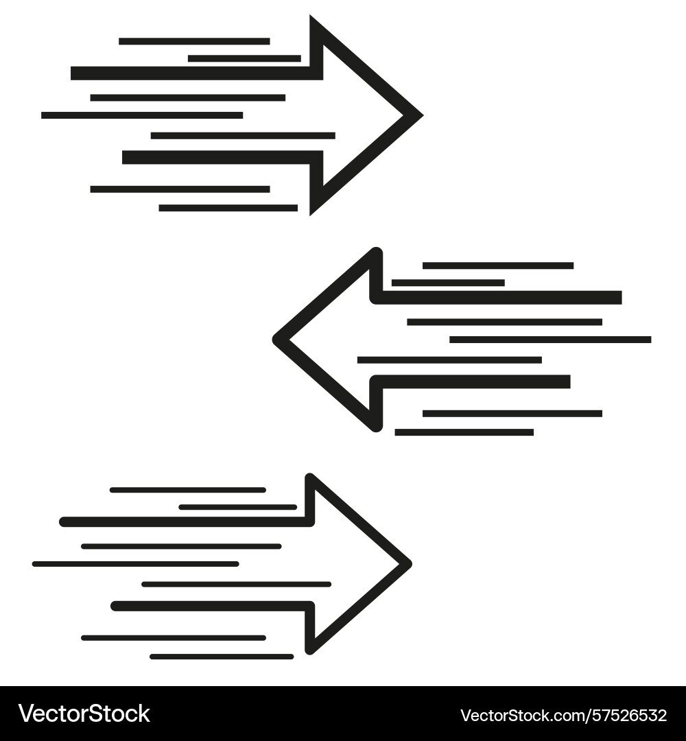 Triple arrow icon bidirectional motion flow speed vector image
