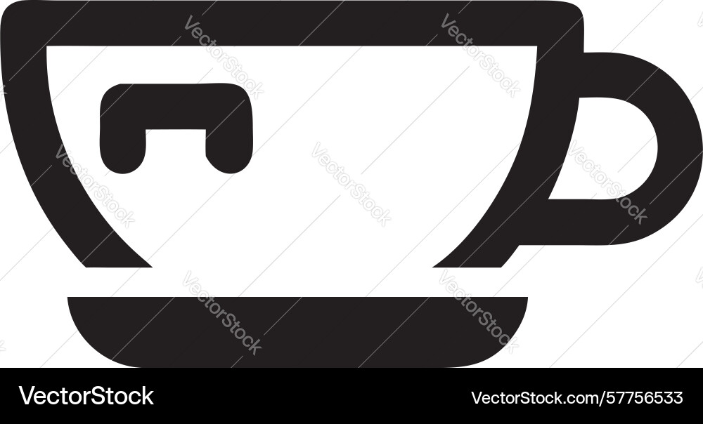 Coffee cup icon with modern angular handle design vector image