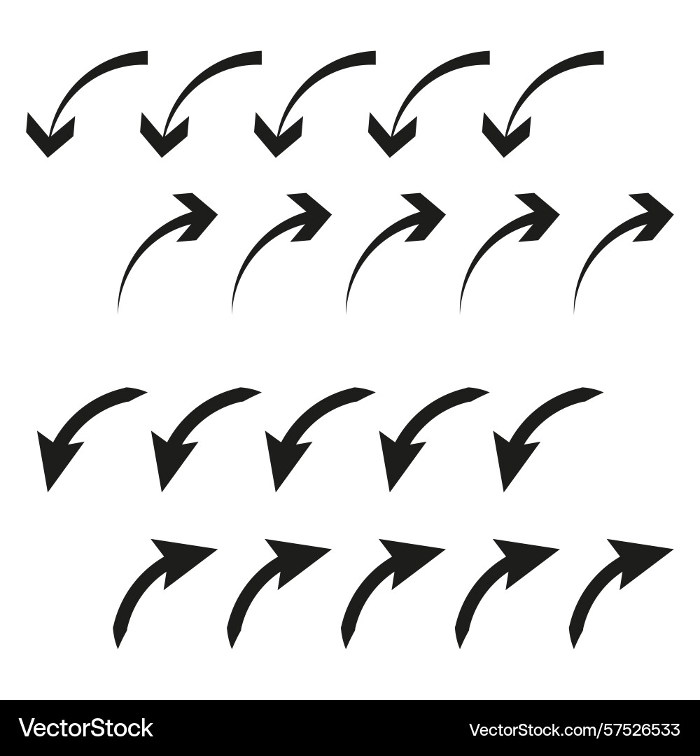 Direction arrow set pointing symbols navigation Direction arrow set pointing symbols navigation vector image